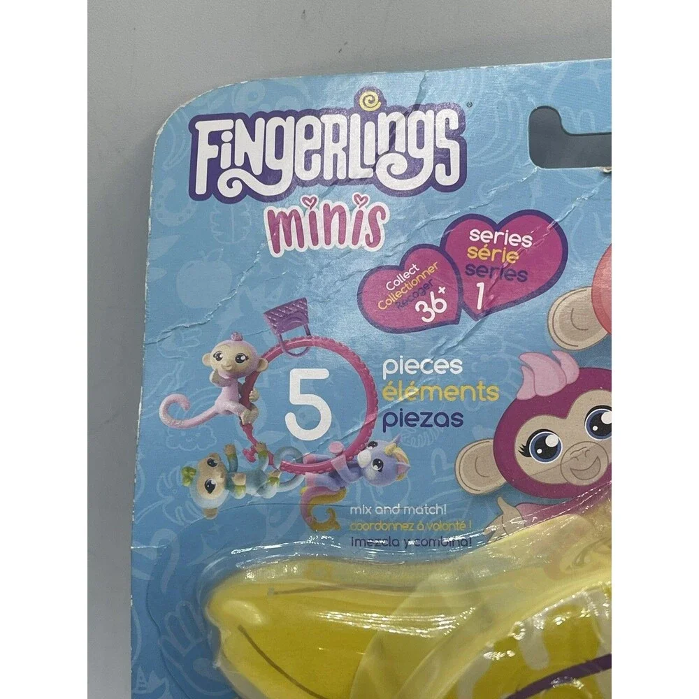2018 Fingerlings Mini Pink Monkey Kait Series 1 - 3 Figures 1 Charm & Bracelet